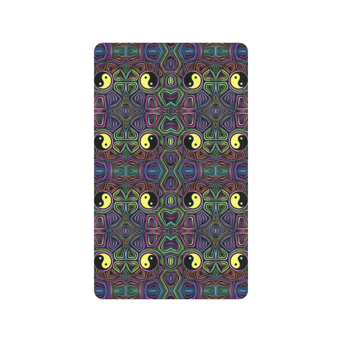 Yin Yang Neon Color Design Print Rubber Doormat