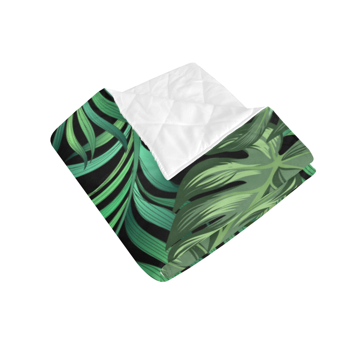 Green Fresh Tropical Palm Leaves Premium Quilt
