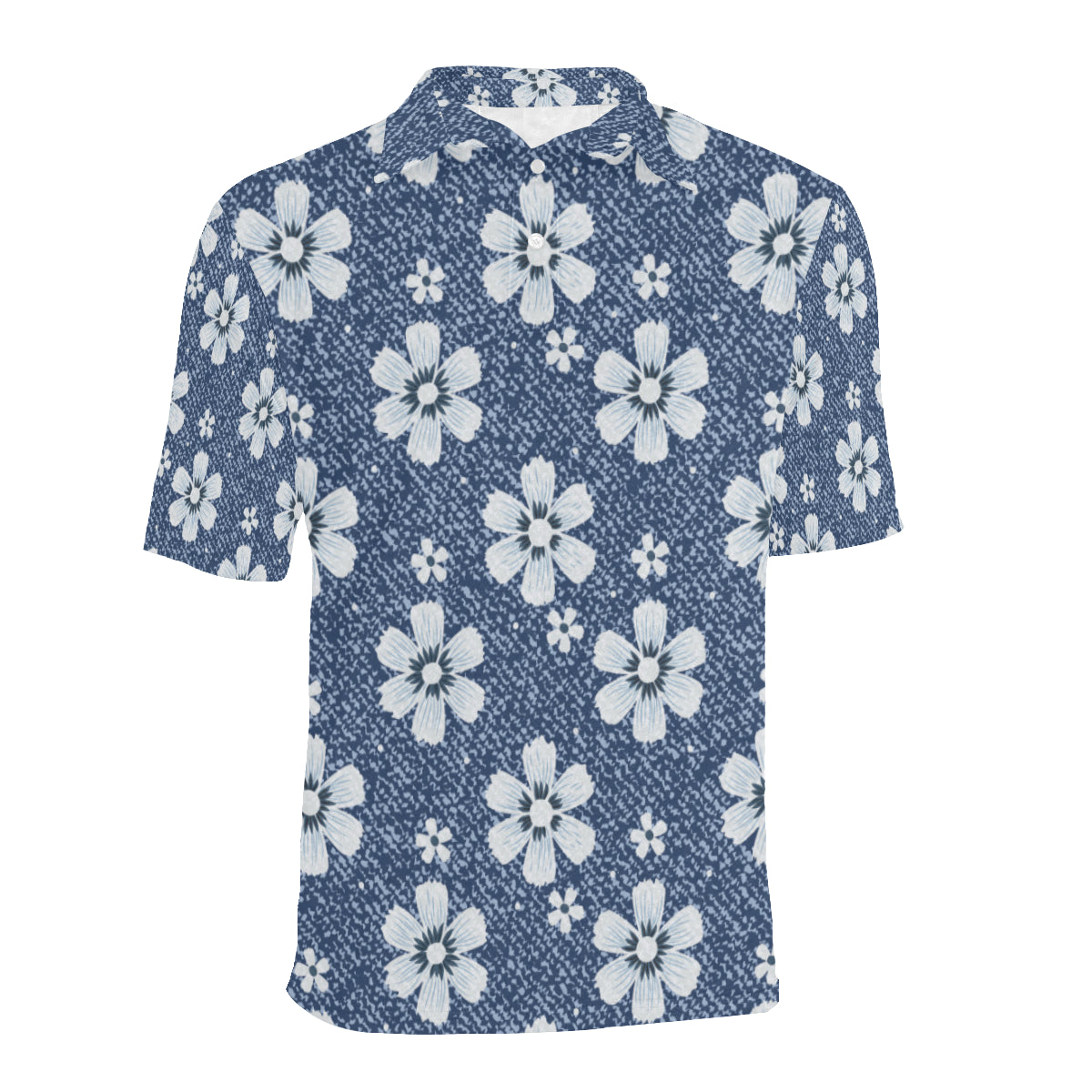 Jean Flower Pattern Print Design 03 Men Polo Shirt
