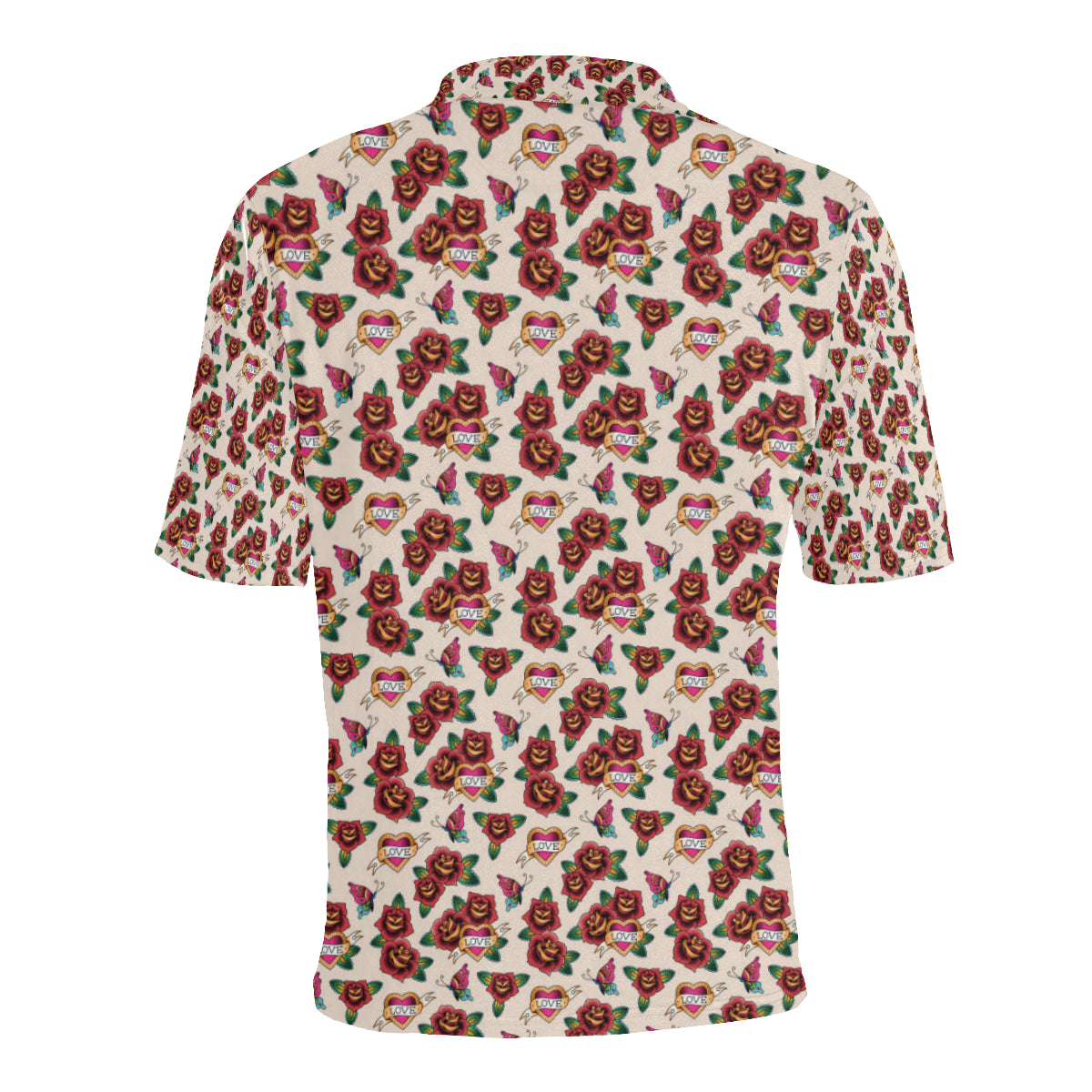 Old School Tattoo Rose Pattern Men Polo Shirt