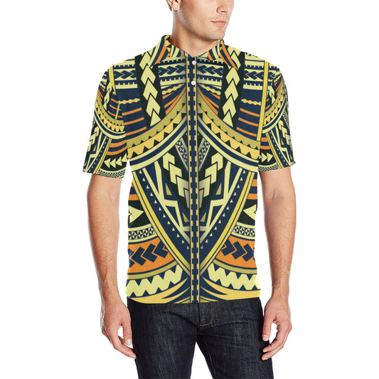 Polynesian Tattoo Print Men Polo Shirt