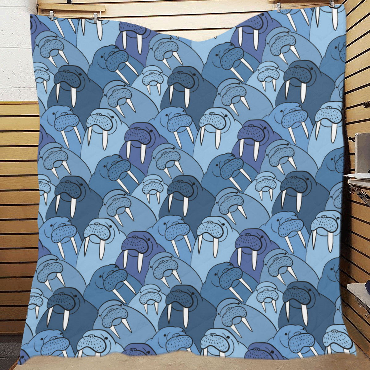 Walrus Pattern Print Design 01 Premium Quilt