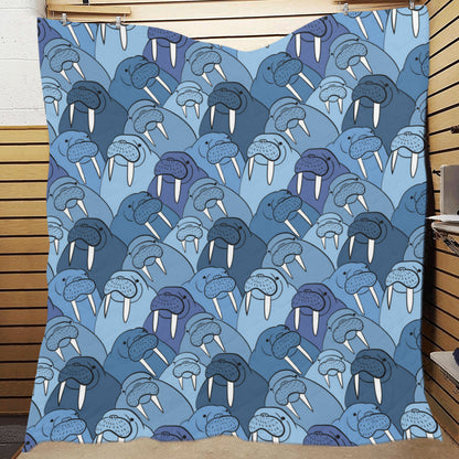 Walrus Pattern Print Design 01 Premium Quilt