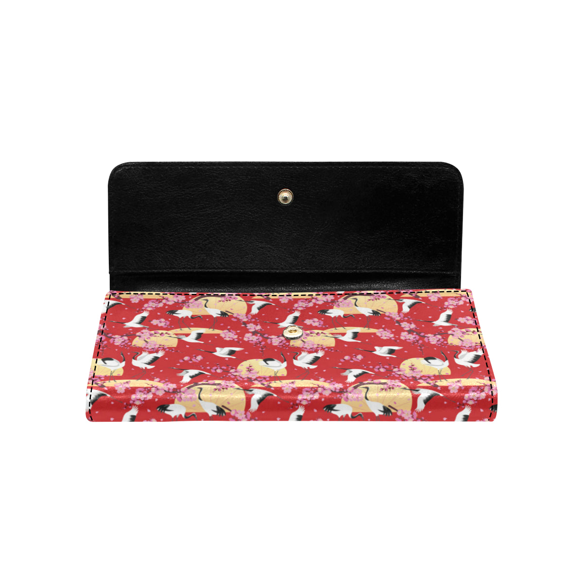 Crane Pattern Print Design 04 Women's Trifold Wallet