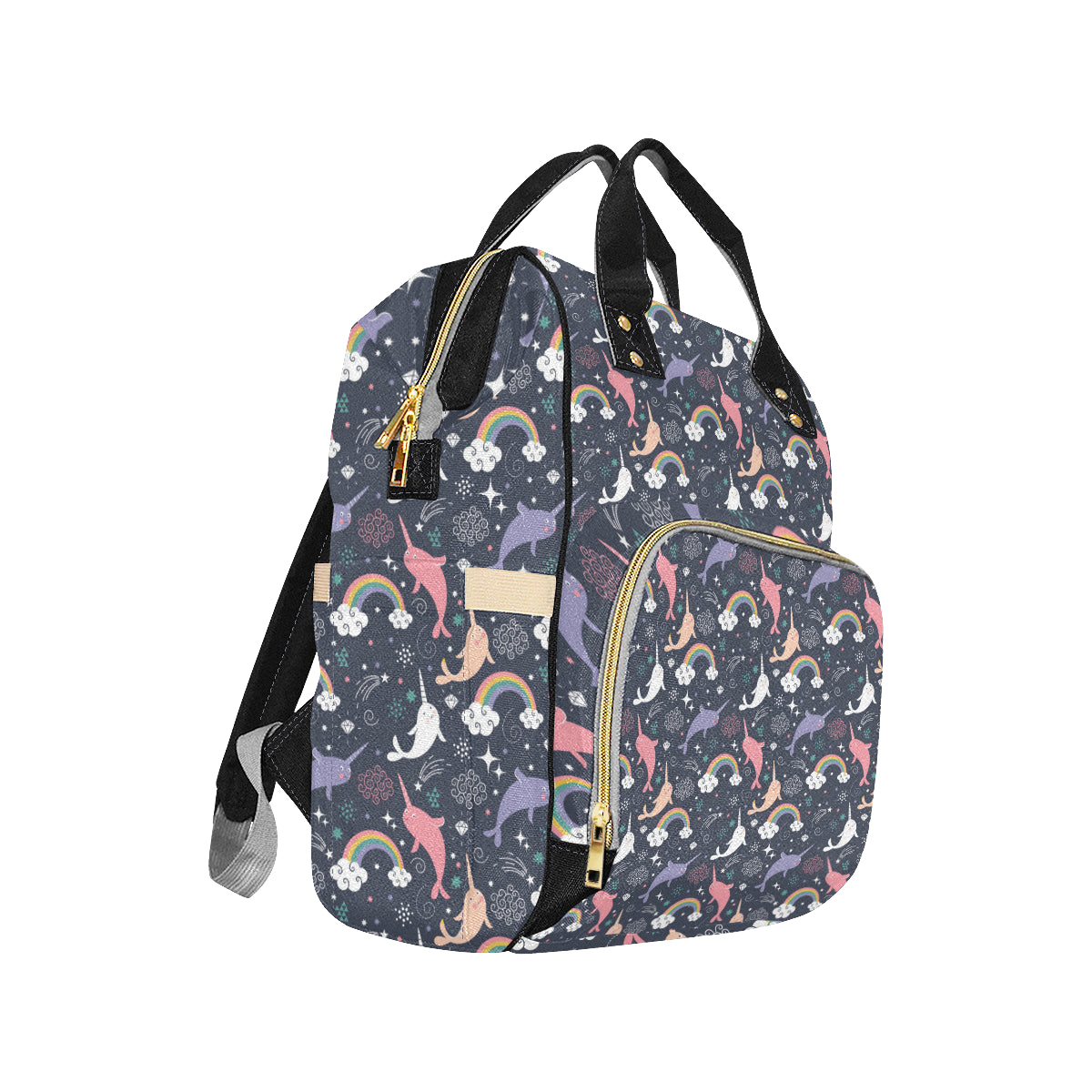 Narwhal Pattern Print Design 01 Diaper Bag Backpack