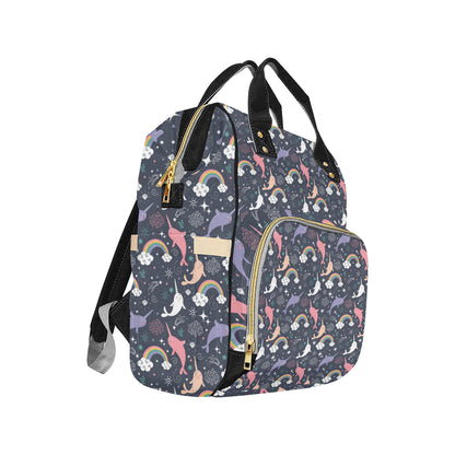 Narwhal Pattern Print Design 01 Diaper Bag Backpack