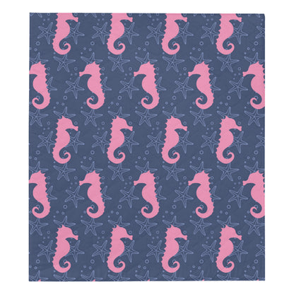 SeaHorse Pink Pattern Print Design 02 Premium Quilt