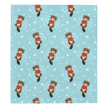 Sea Otter Cute Pattern Print Design 04 Premium Quilt