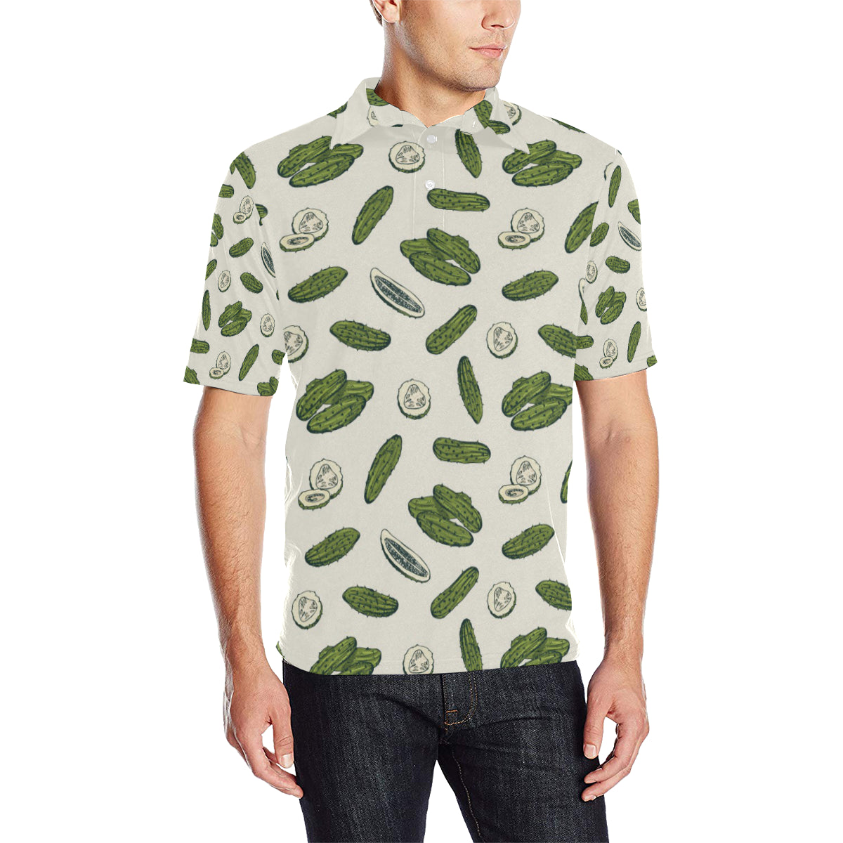 Cucumber Pattern Print Design CC05 Men Polo Shirt