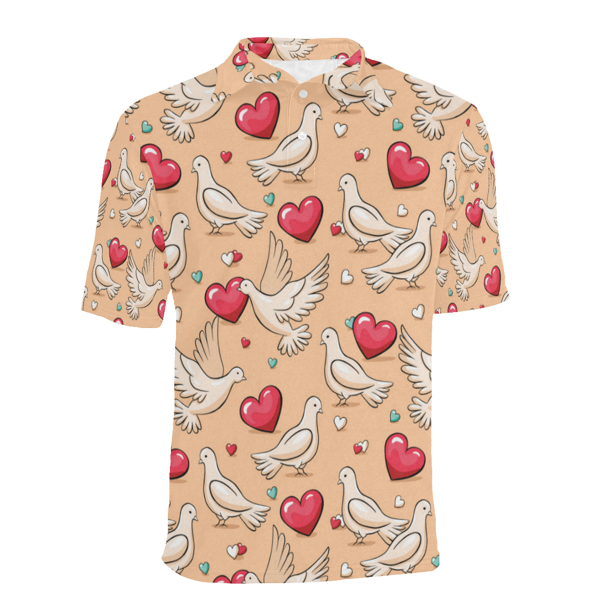 Pigeon Heart Pattern Print Design 04 Men Polo Shirt