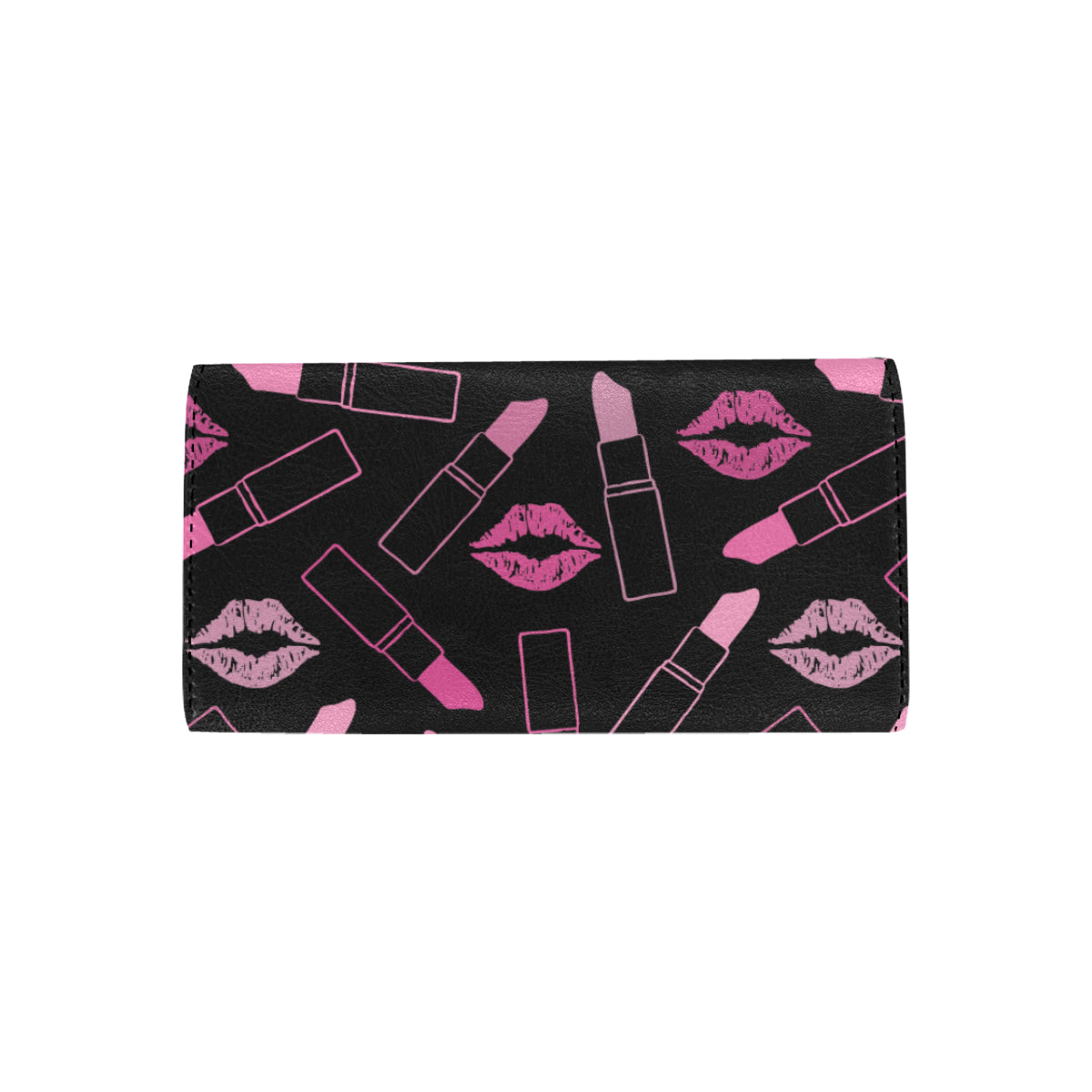 Lipstick Pink Pattern Print Design 01 Women's Trifold Wallet