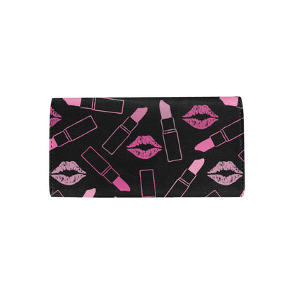 Lipstick Pink Pattern Print Design 01 Women's Trifold Wallet