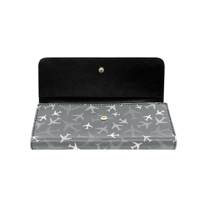 Airplane Pattern Print Design 02 Women's Trifold Wallet