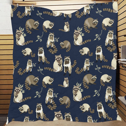 Raccoon Pattern Print Design A06 Premium Quilt