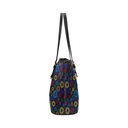Chakra Colorful Print Pattern Leather Tote Bag