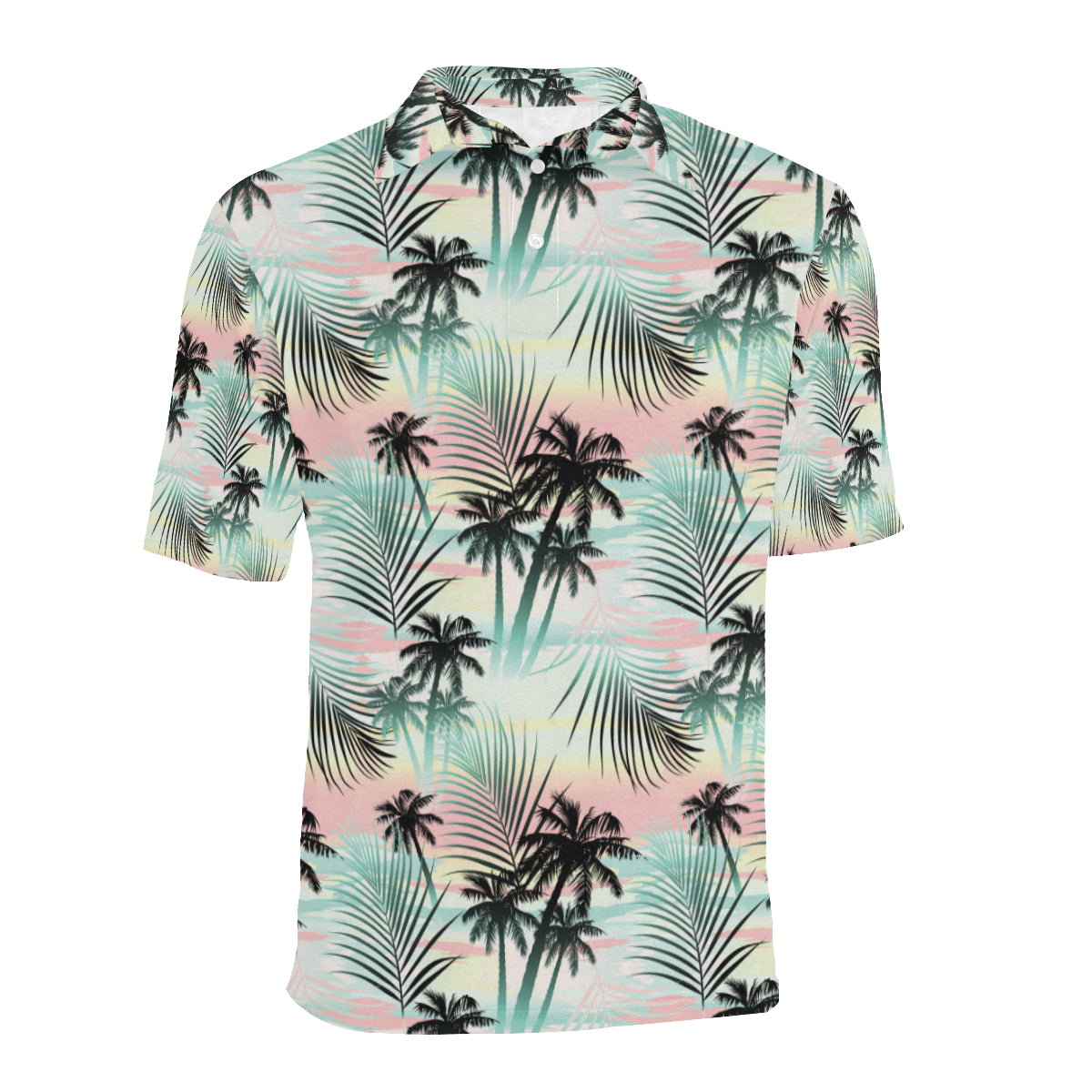 Palm Tree Pattern Print Design A03 Men Polo Shirt