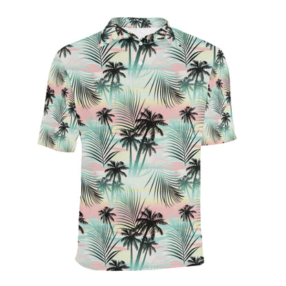 Palm Tree Pattern Print Design A03 Men Polo Shirt