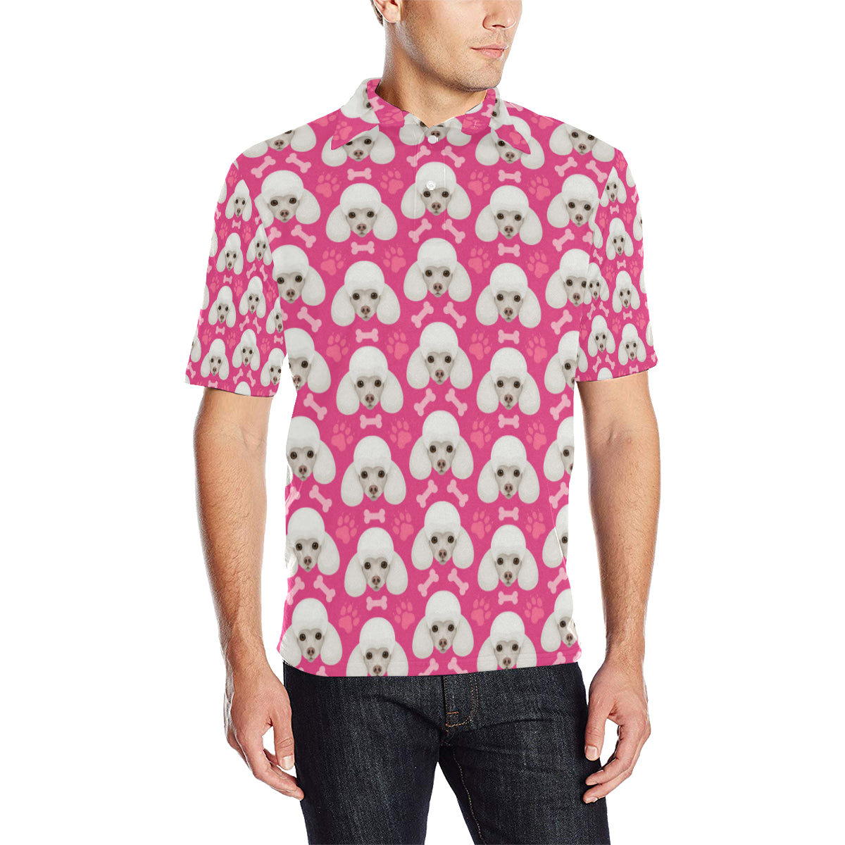Poodle Pattern Print Design A04 Men Polo Shirt
