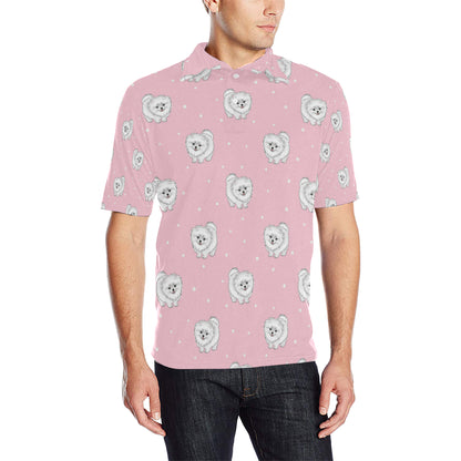 Pomeranians Pattern Print Design A02 Men Polo Shirt