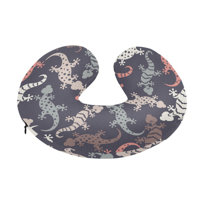 Gecko Pattern Print Design 02 U-Shaped Travel Neck Pillow