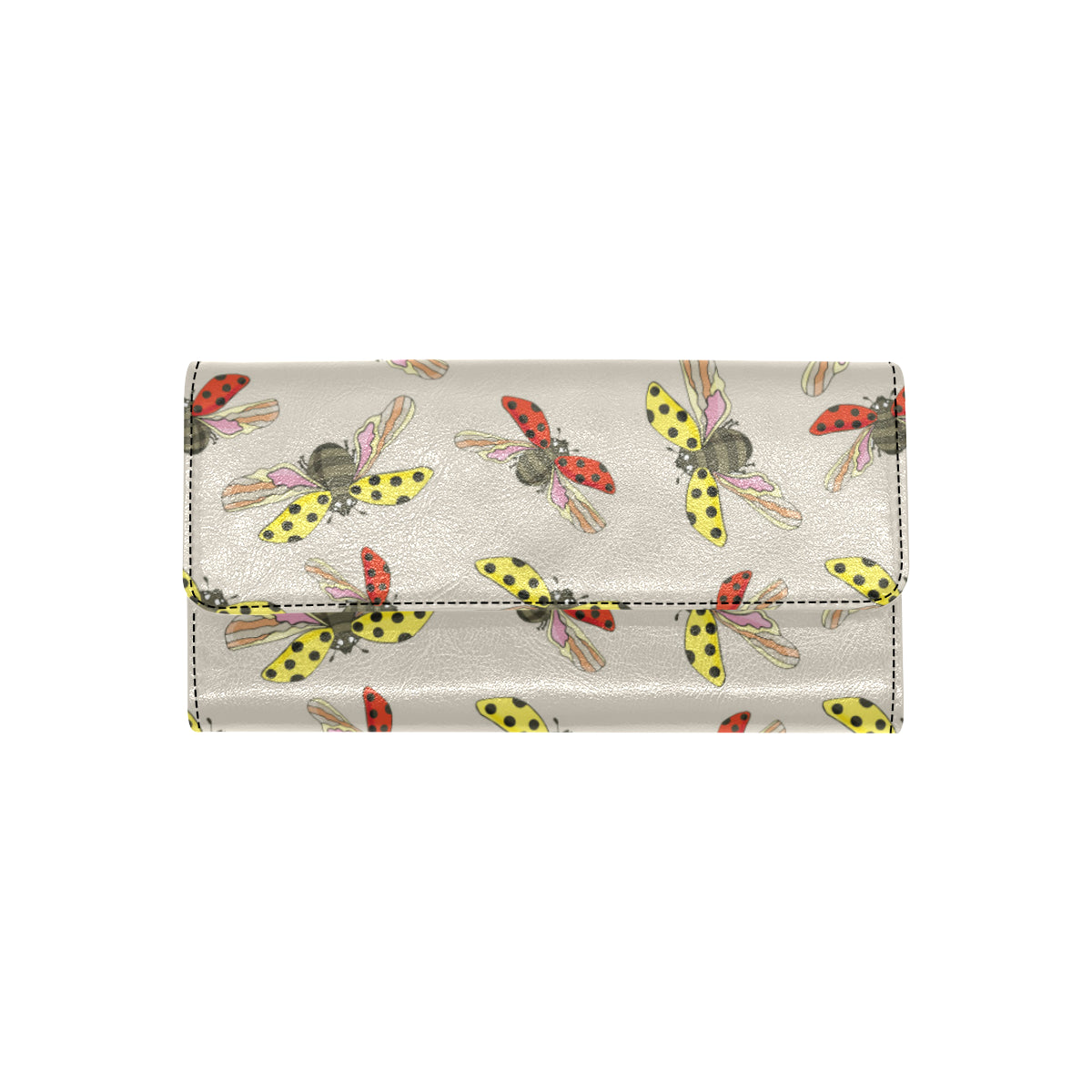 Ladybug Pattern Print Design 04 Women's Trifold Wallet