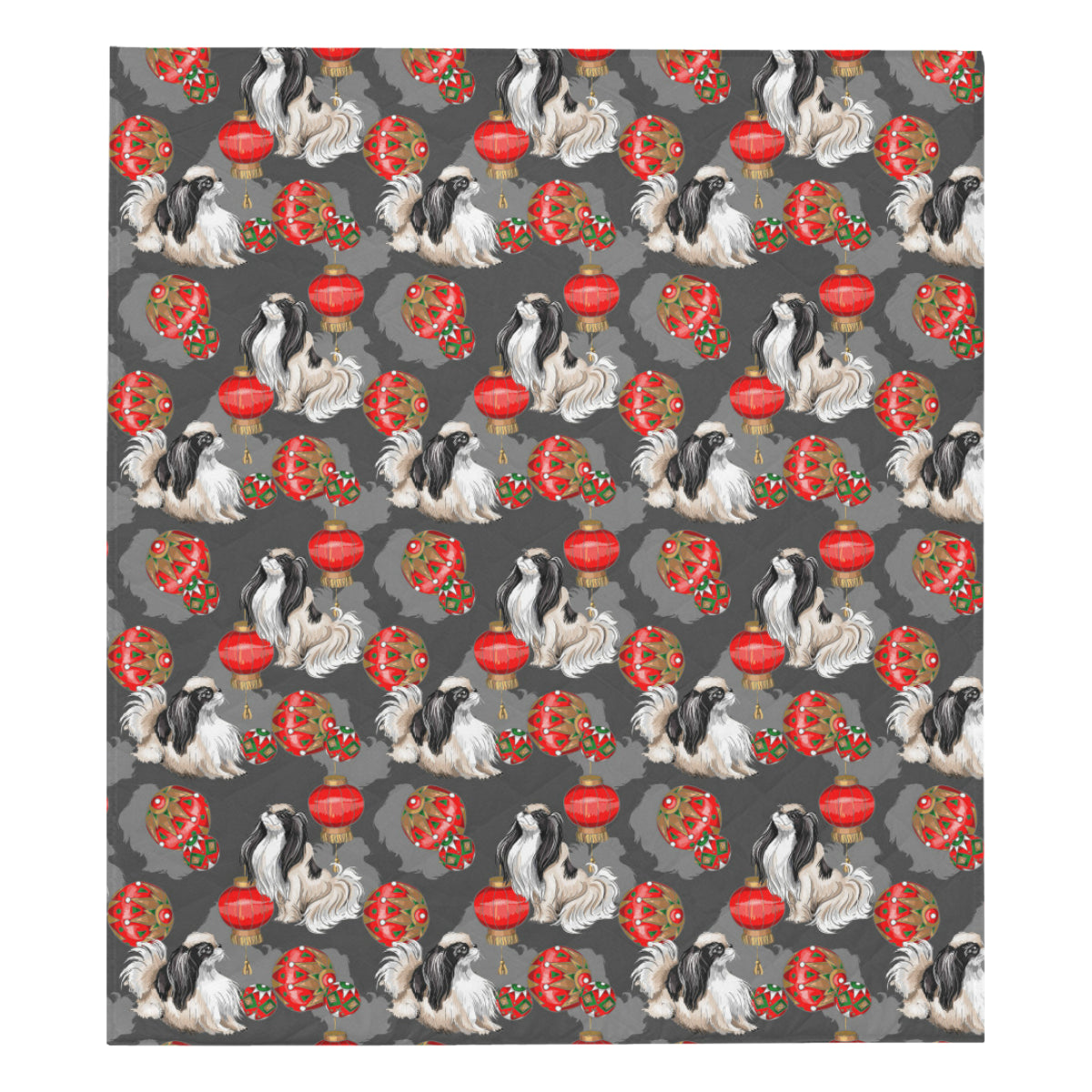 Japanese Chin Pattern Print Design 02 Premium Quilt