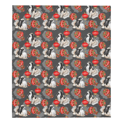 Japanese Chin Pattern Print Design 02 Premium Quilt