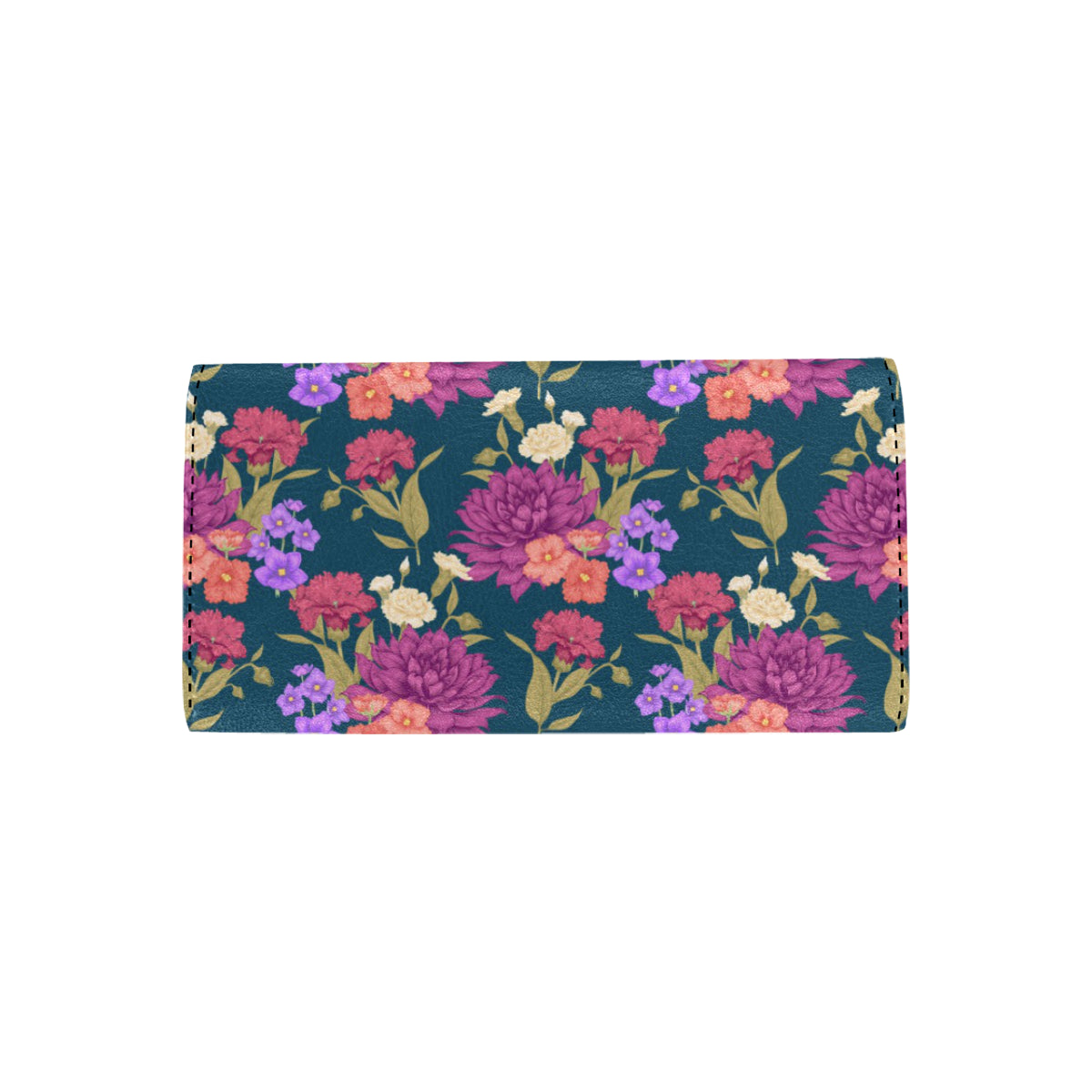Dahlia Pattern Print Design DH01 Women's Trifold Wallet