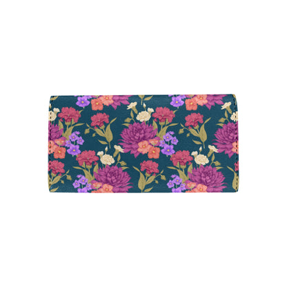 Dahlia Pattern Print Design DH01 Women's Trifold Wallet