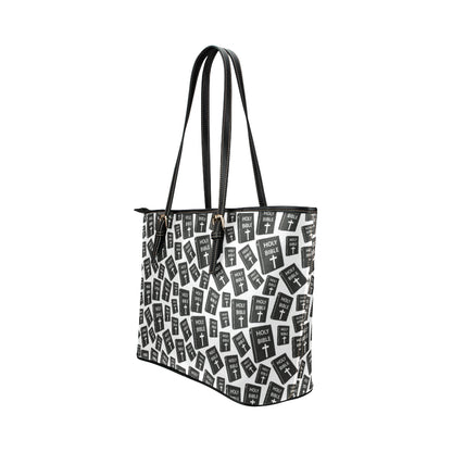 Christian Holy Bible Book Pattern Leather Tote Bag