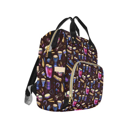 Percussion Neon Pattern Print Design 04 Diaper Bag Backpack