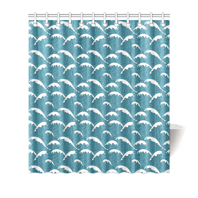 Surf Wave Tribal Design Shower Curtain