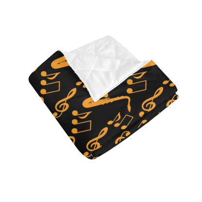 Saxophone Pattern Print Design 02 Premium Quilt
