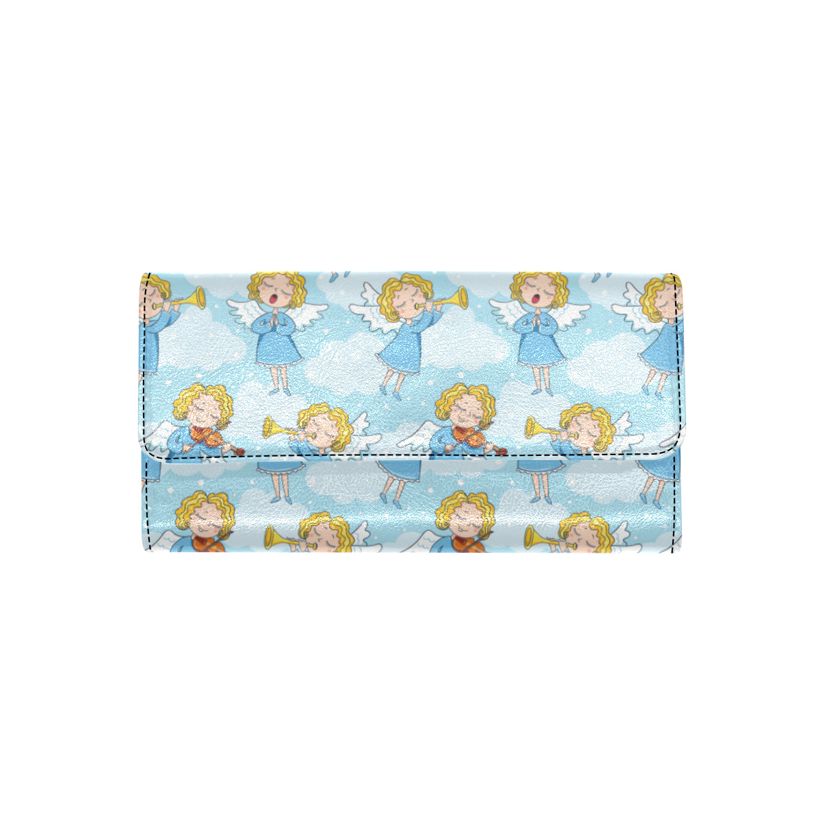 Angel Musician Pattern Print Design 09 Women's Trifold Wallet