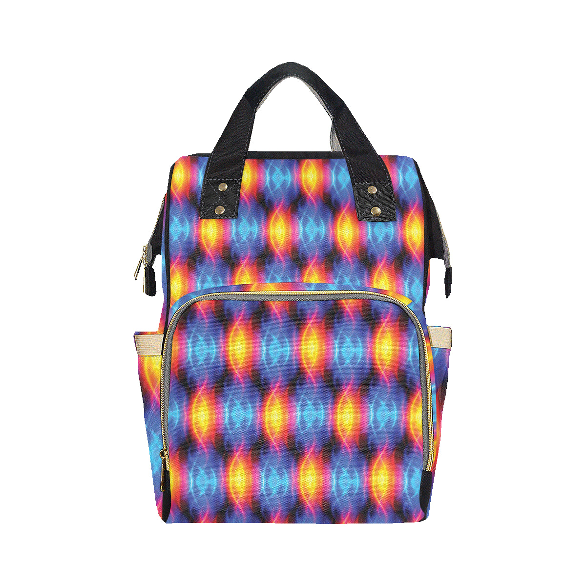 Flame Fire Blue Design Print Diaper Bag Backpack