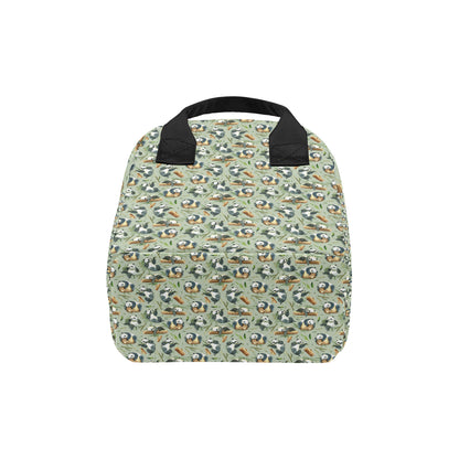 Panda Bear Design Bamboo Print Insulated Lunch Bag