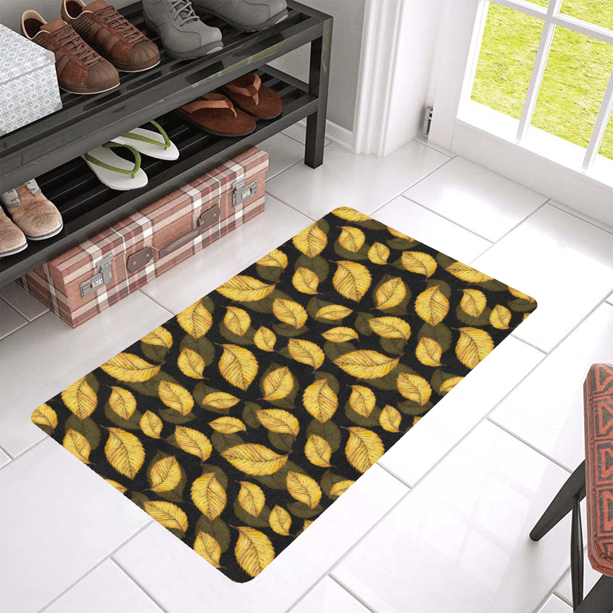 Elm Leave Summer Print Pattern Rubber Doormat