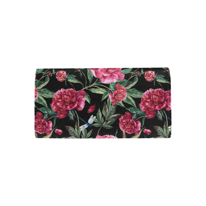 Peony Pattern Print Design PE04 Women's Trifold Wallet