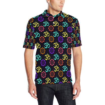 Chakra OM Print Pattern Men Polo Shirt