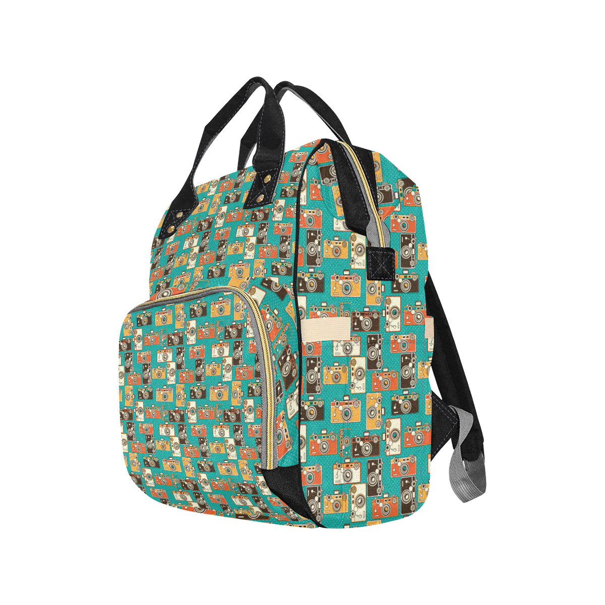 Camera Pattern Print Design 02 Diaper Bag Backpack