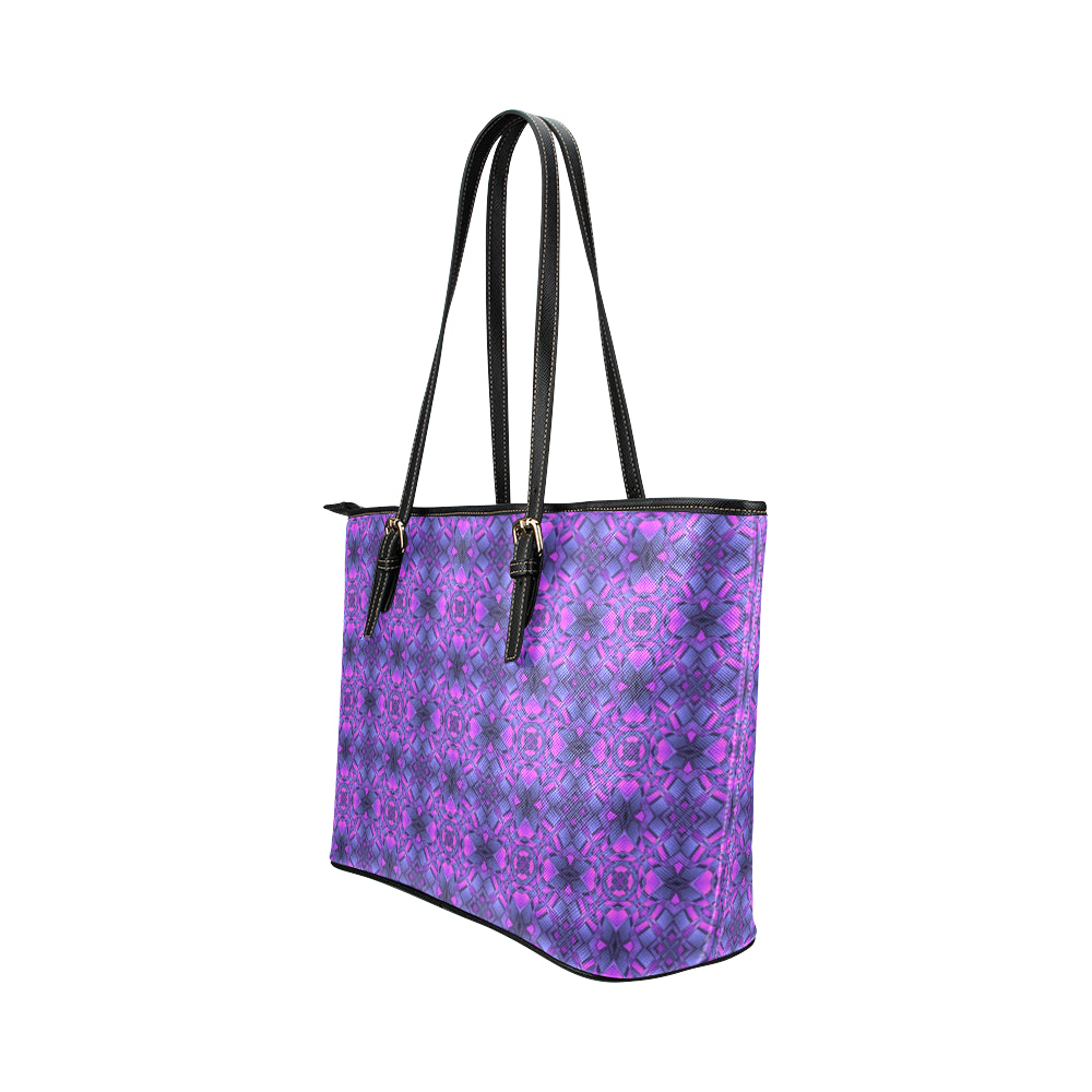 kaleidoscope Pattern Print Design Leather Tote Bag
