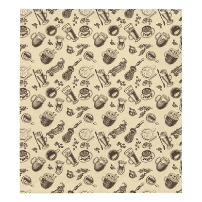 Coffee Pattern Print Design 05 Premium Quilt