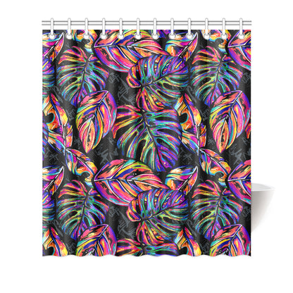 Neon Color Tropical Palm Leaves Shower Curtain