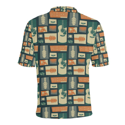 Acoustic Guitar Pattern Print Design 02 Men Polo Shirt