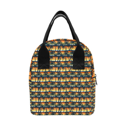 Palm Tree Sunset Design Print Insulated Lunch Bag
