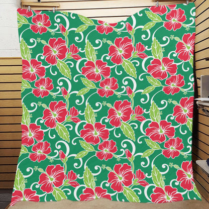 Red Hibiscus Pattern Print Design HB019 Premium Quilt