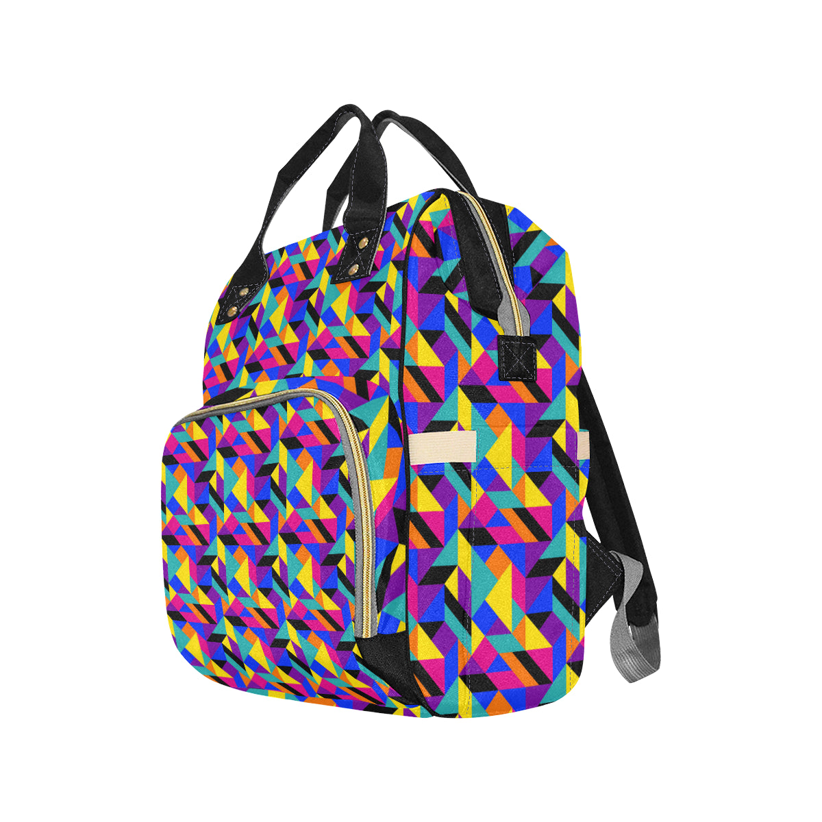 90s Colorful Pattern Print Design 1 Diaper Bag Backpack