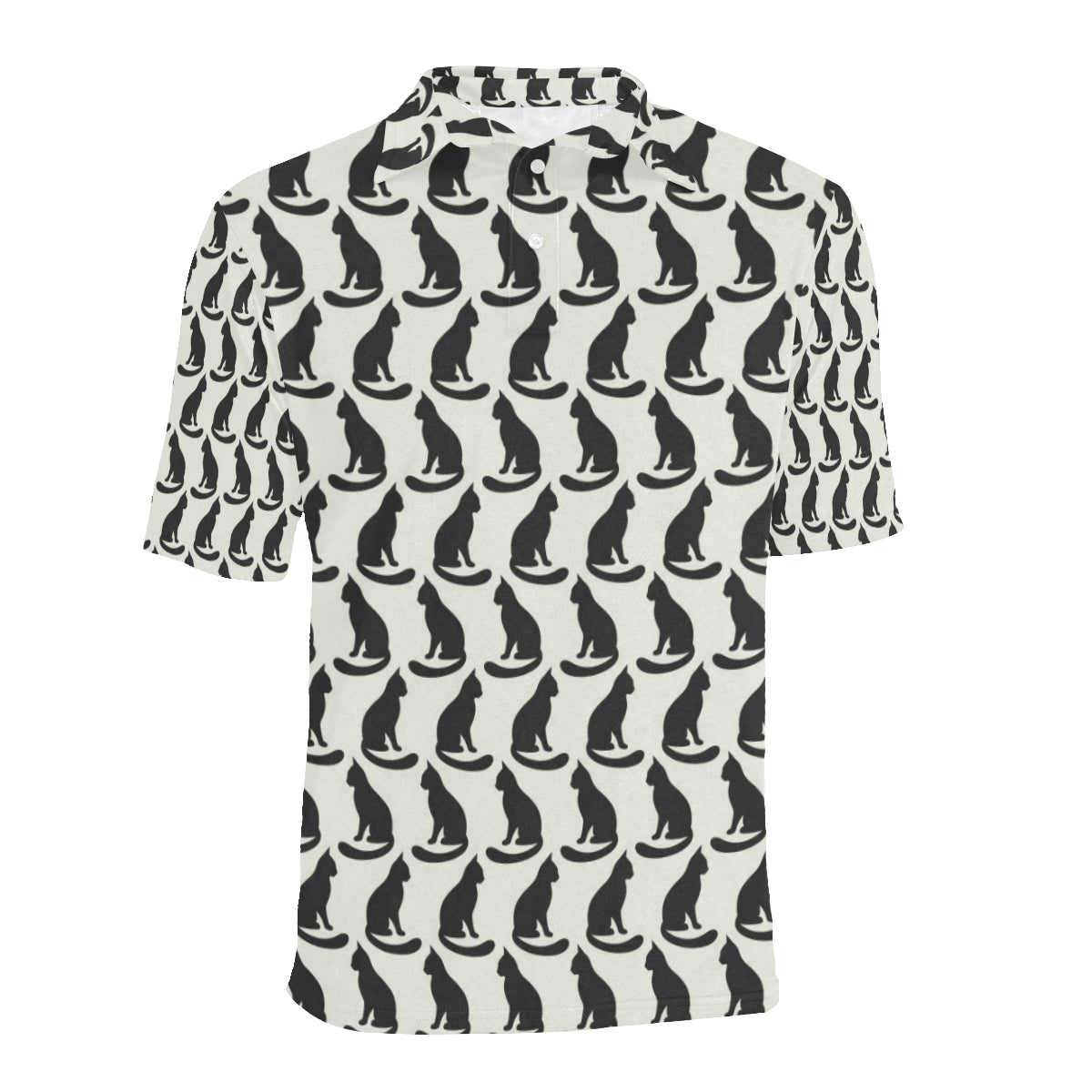 Black Cat Pattern Print Design 02 Men Polo Shirt