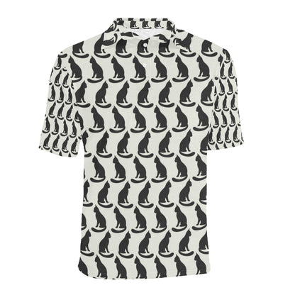 Black Cat Pattern Print Design 02 Men Polo Shirt