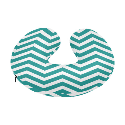 Chevron Teal Pattern Print Design 02 U-Shaped Travel Neck Pillow